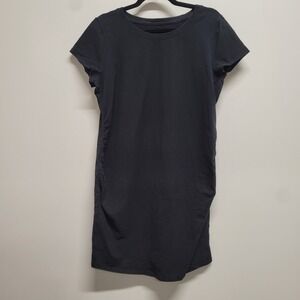 Sonoma Goods Womens XL Maternity T-Shirt Dress Black Ruched Short Sleeve